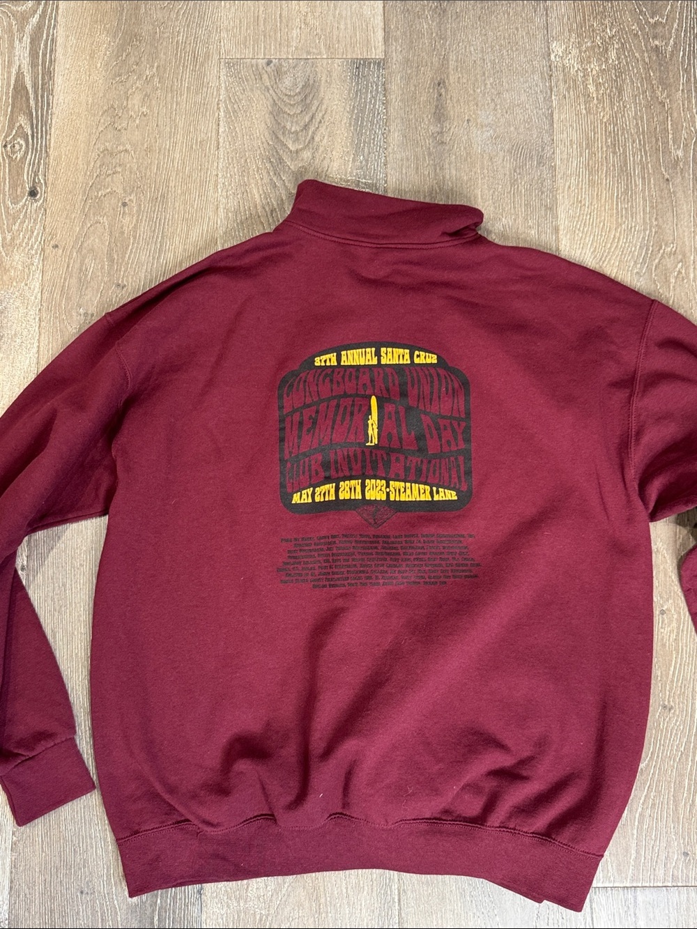Men's Zip-Up Pullover Sweatshirt in Burgundy 0764
